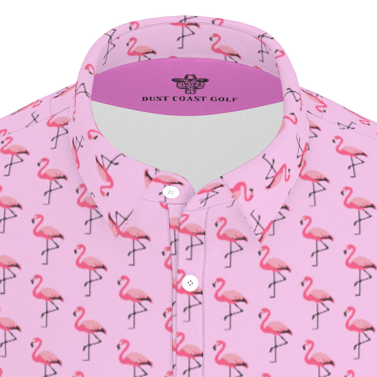 Flamingo Fly-By - Men's Stretch Collar Polo Shirt